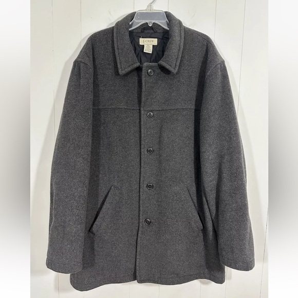 J Crew Wool Coat Men’s XLT Gray Jacket Dapper Modern Casual Quilted Lined - Picture 1 of 12